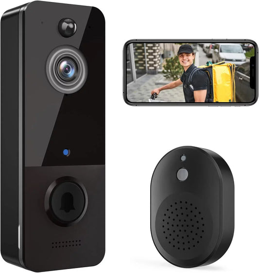 Wireless Doorbell Camera with Chime - Smart Video Doorbell Security Camera, Black