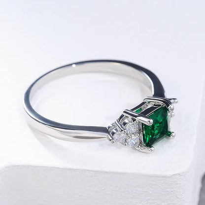 Simple Minimalist Finger Rings | Cute Green Cubic Zircon Proposal Engagement Ring for Girls