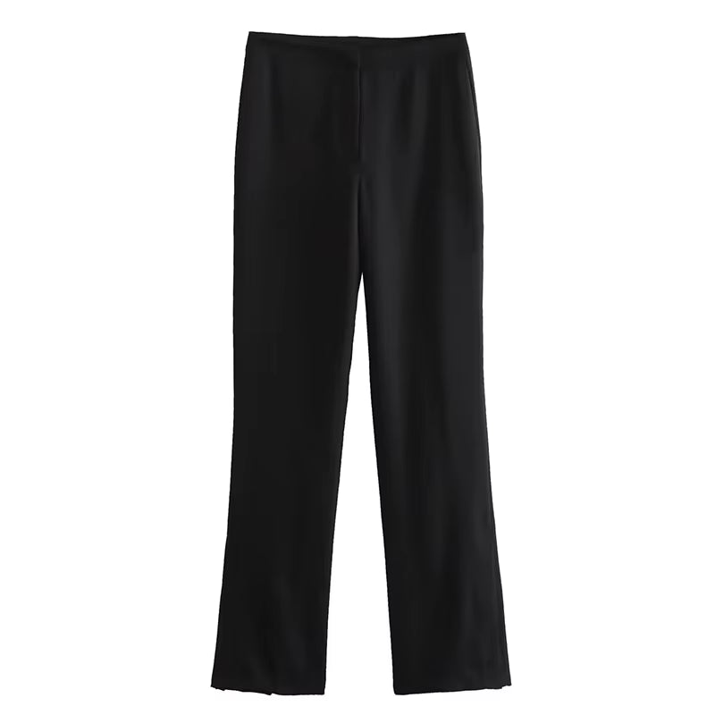 Elegant Women’s Solid Pant Suit - Off-Shoulder Tube Top & Straight Trousers