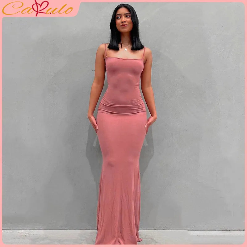 Elegant Satin Slip Sleeveless Maxi Dress – Backless Summer Bodycon Party Sundress for Women