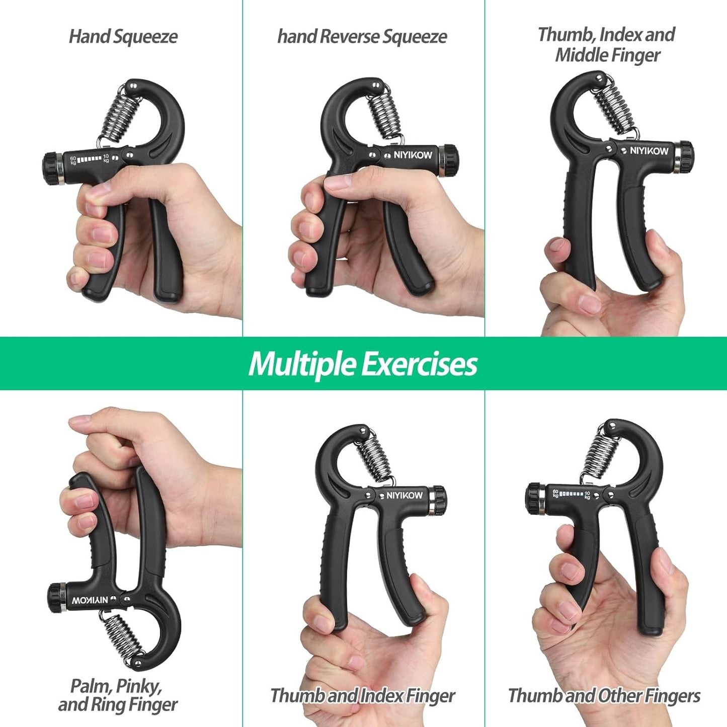 Adjustable Grip Strength Trainer – 22-132lbs (10-60kg) Hand and Forearm Strengthener for Musicians, Athletes, and Injury Recovery