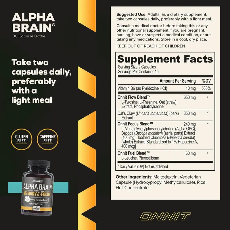 Alpha Brain (30 Count, Pack of 1) Supplement Edible Fitness Dietary Healthcare Natural Optimum