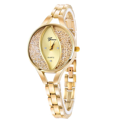 Women's Diamond Wristwatch & Bangle Bracelet Jewelry Set - Elegant Analog Quartz Watch for Ladies