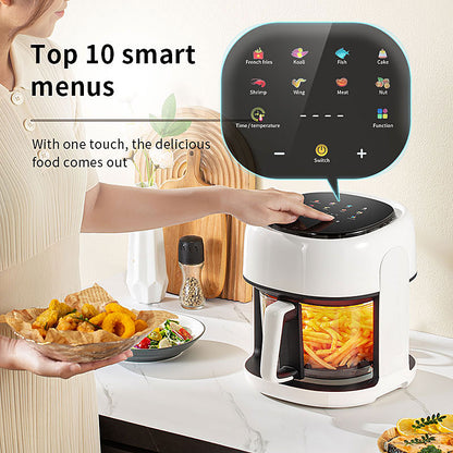 Smart Electric Air Fryer - Large Capacity Oil-Free Convection Oven with Viewable Window for Healthy Cooking