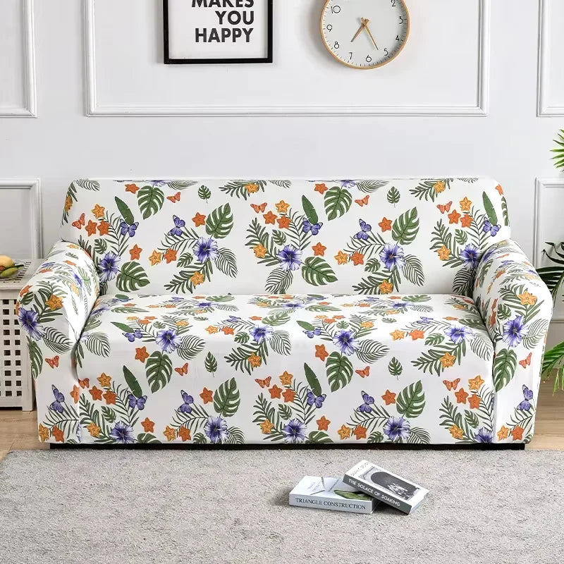 1Pc Flower Printed Elastic Sofa Cover | Antidirty Spandex Furniture Protector 