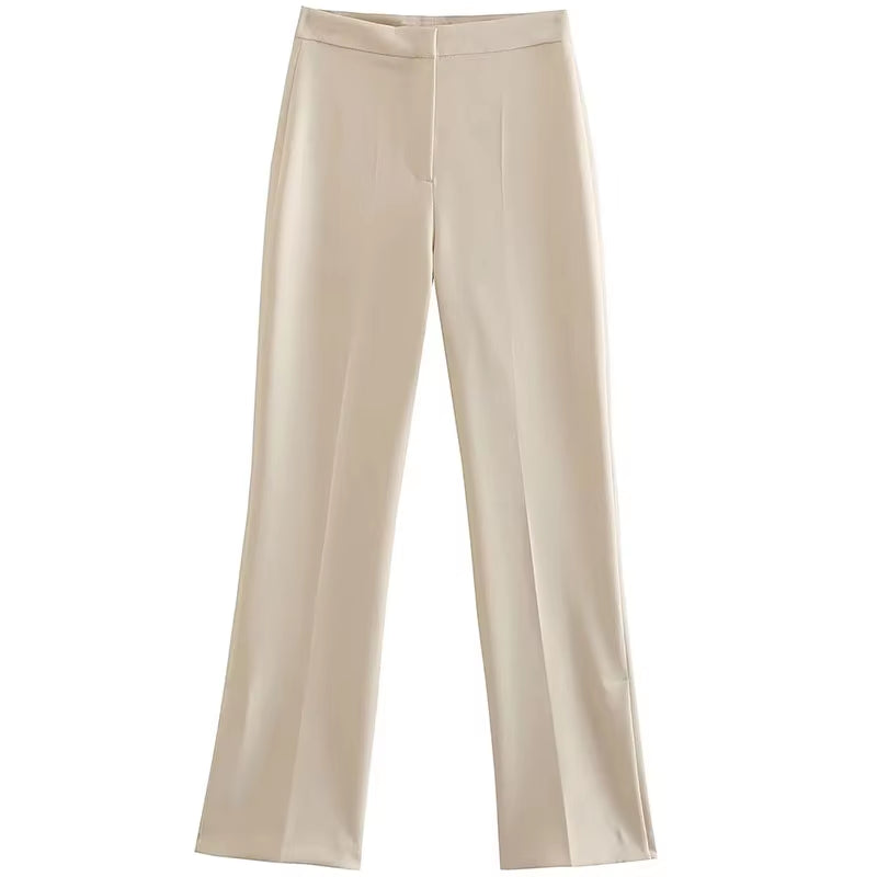 Elegant Women’s Solid Pant Suit - Off-Shoulder Tube Top & Straight Trousers