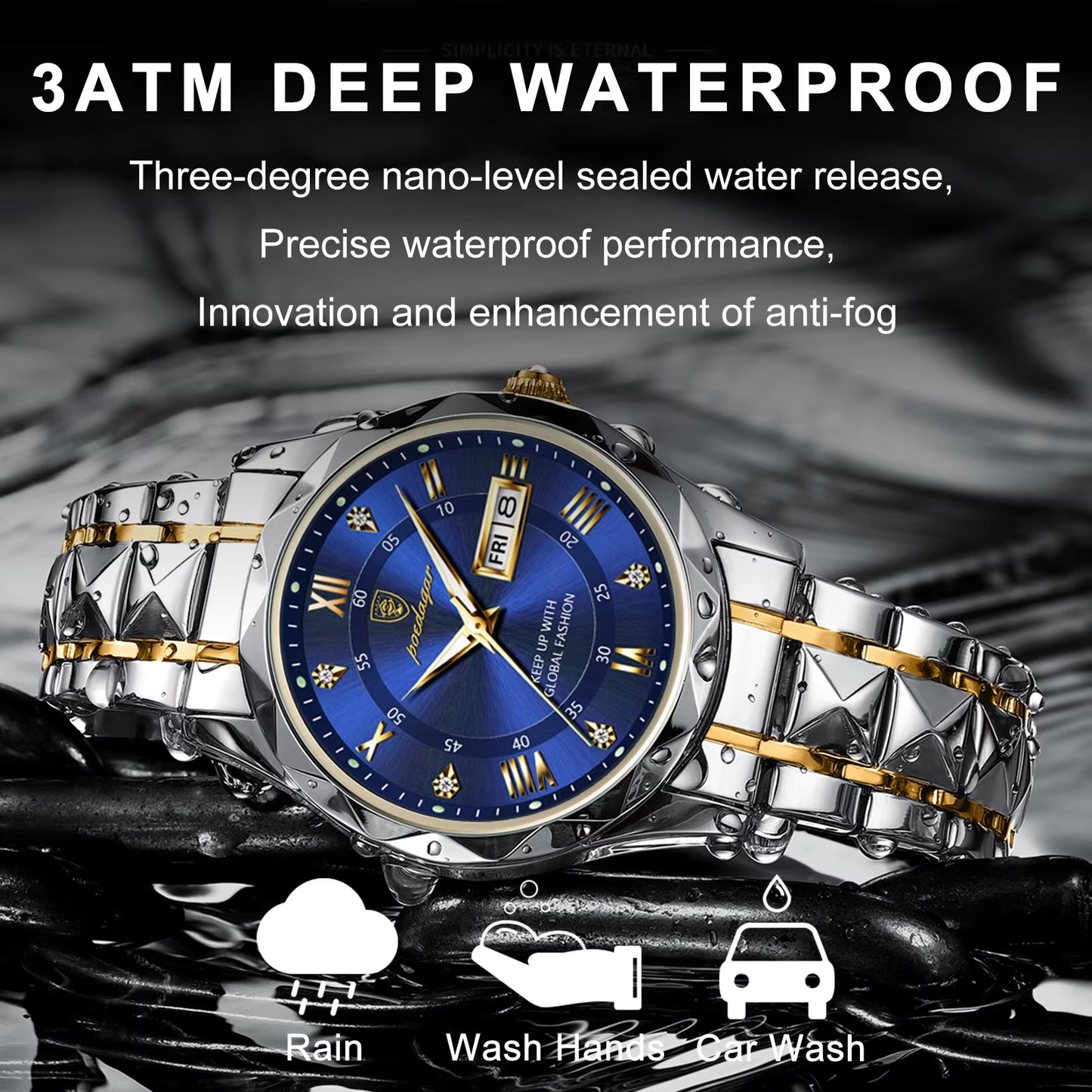 Luxury Men's Waterproof Wristwatch | Stainless Steel Luminous Quartz Watch