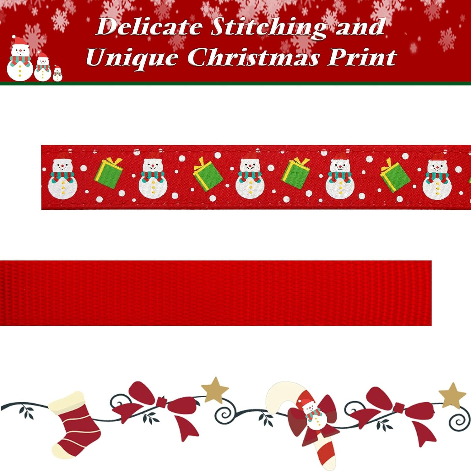 Adjustable Christmas Dog Collar with Antler Bow Tie & Snowman Design - Festive Collar for Medium Dogs