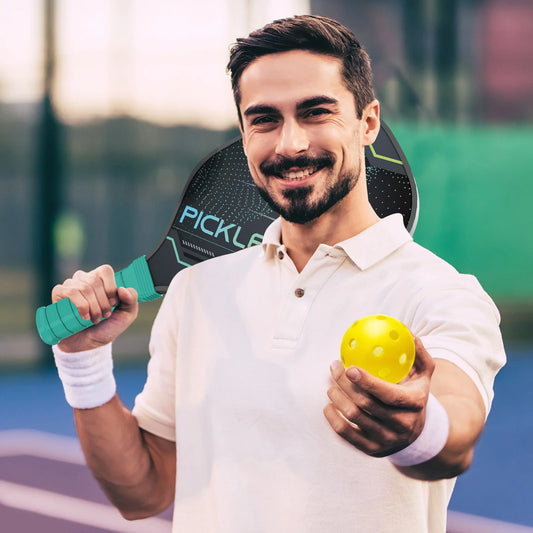 Pickleball Paddle Set of 2 – Wooden Pickleball Paddles with 4 Balls, Indoor/Outdoor Rackets, Perfect Gift for All Ages & Skill Levels