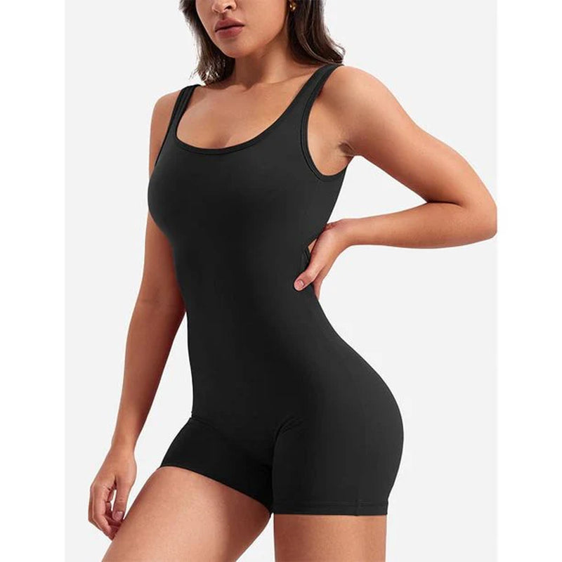 One Piece Tummy Control Jumpsuits for Women – V Back Scrunch Butt Bodycon Workout Romper