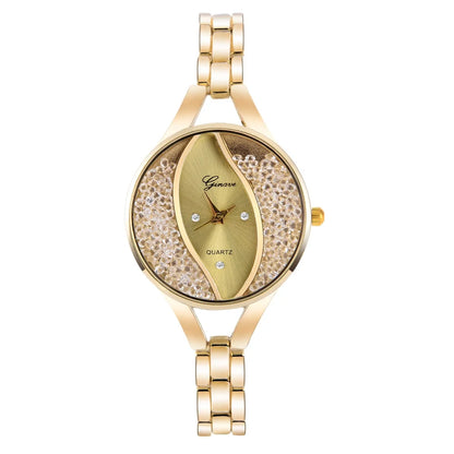 Women's Diamond Wristwatch & Bangle Bracelet Jewelry Set - Elegant Analog Quartz Watch for Ladies